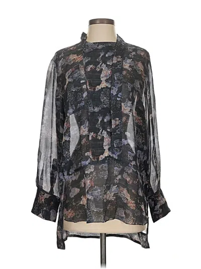 Pre-owned Isabel Marant 3/4 Sleeve Silk Top Black Mock Neckline Tops