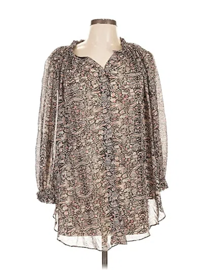 Pre-owned Isabel Marant 3/4 Sleeve Silk Top Gray Tie Neck Tops