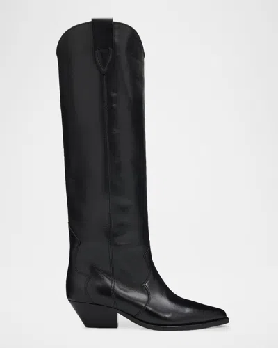 Isabel Marant 40mm Denvee Leather Western Boots In Black