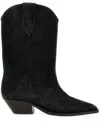 Isabel Marant Block Heel Mid-calf Suede Boots In Black