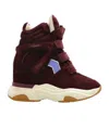 Isabel Marant Balskee High-top Wedge Suede Calfskin Leather Sneakers In Red