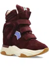 Isabel Marant Balskee High-top Wedge Suede Calfskin Leather Sneakers In Red