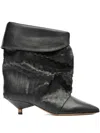 Isabel Marant 45mm Edrik Pointed Embossed Boots In Black