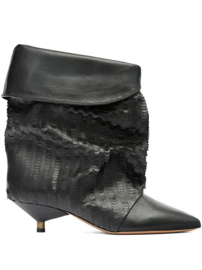 Isabel Marant 45mm Edrik Pointed Embossed Boots In Black