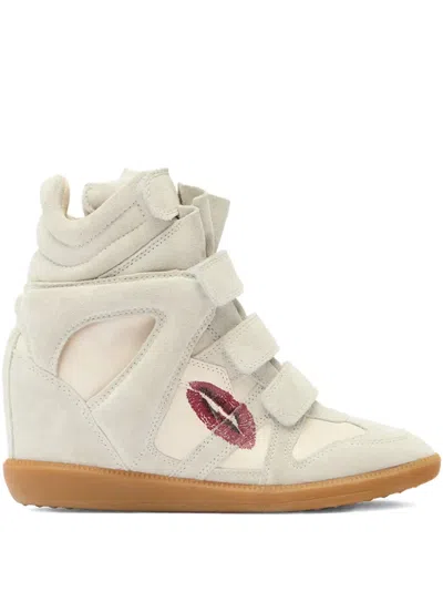 Isabel Marant 50mm Bekett Lips-motif Sneakers In Neutral