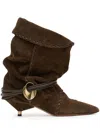Isabel Marant Edrika Suede Harness Slouchy Booties In Brown