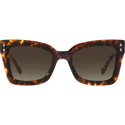 Isabel Marant 52mm Flared Rectangular Sunglasses In Havana/brown Gradient