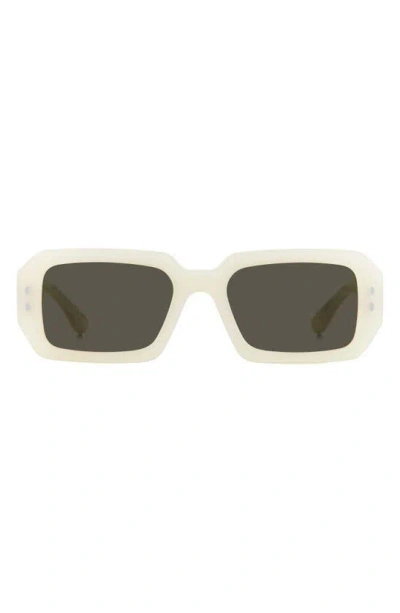 Isabel Marant Logo Acetate Rectangle Sunglasses In Pearl White/ Grey