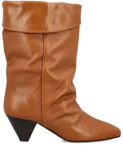 Isabel Marant 55mm Calf Leather Slouch Boots In Brown