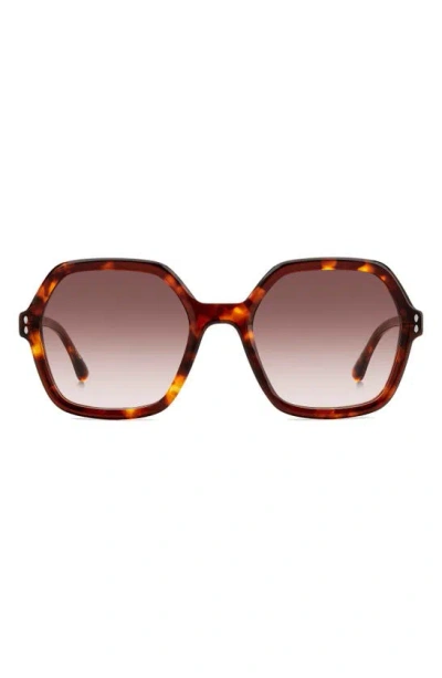 Isabel Marant 55mm Gradient Square Sunglasses In Brown Havana/ Brown Gradient