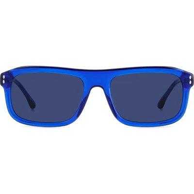 Isabel Marant Rectangle Sunglasses, 56mm In Blue/blue Solid