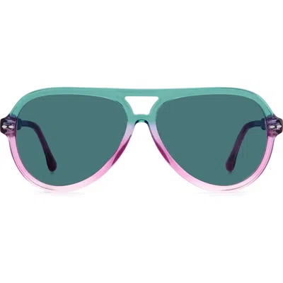 Isabel Marant 59mm Gradient Aviator Sunglasses In Teal/shell Pink