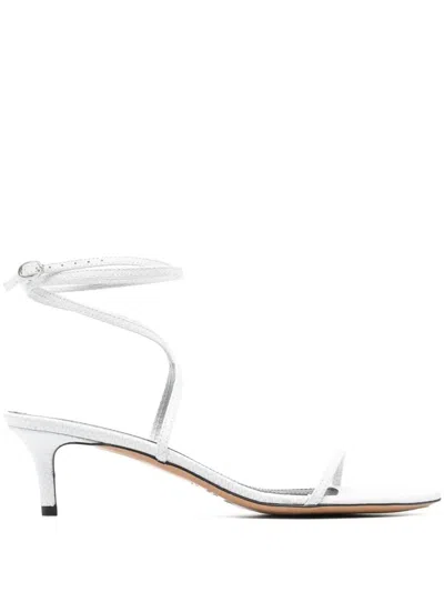 Isabel Marant Cone Heel Leather Sandals In Silver