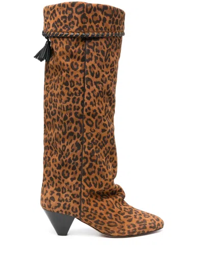 Isabel Marant 60mm Elita Boots In Animal Print