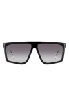 Isabel Marant Flat-top Acetate Rectangle Sunglasses In Black/ Grey Shaded
