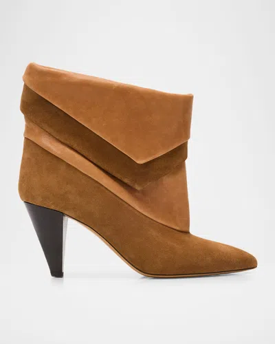 Isabel Marant 75mm Lyone Suede And Leather Booties In Multi
