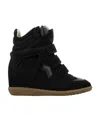Isabel Marant Black Buckee Suede Trim Wedge Hi-top Sneakers In Black