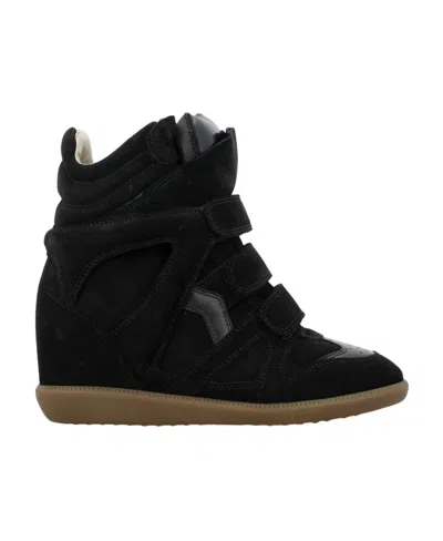 Isabel Marant Bekett Leather-trimmed Suede High-top Wedge Sneakers In Black