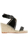 Isabel Marant Iriane Wedge Sandals Braided Raffia In Black