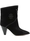 Isabel Marant Loline Suede Ankle Boots With Micro Studs In Black