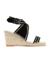 Isabel Marant Iriane Wedge Sandals Braided Raffia In Nude