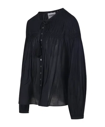 Isabel Marant Abadi Plissé Blouse In Black