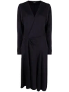 Isabel Marant Draped V-neckline Midi Dress With Long Sleeves In 30mi