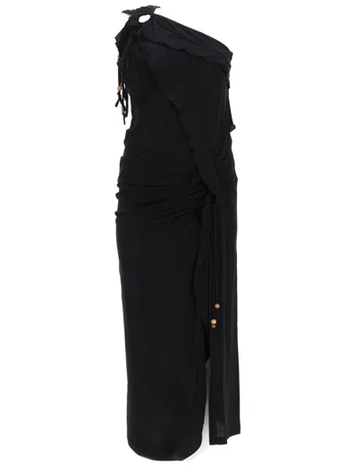 Isabel Marant Juliane Asymmetrical One-shoulder Cotton Midi Dress In Black