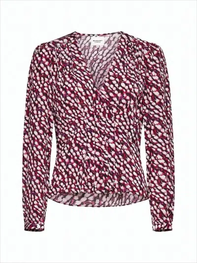 Isabel Marant Abstract Burgundy Blouse With Fitted Waist In Red