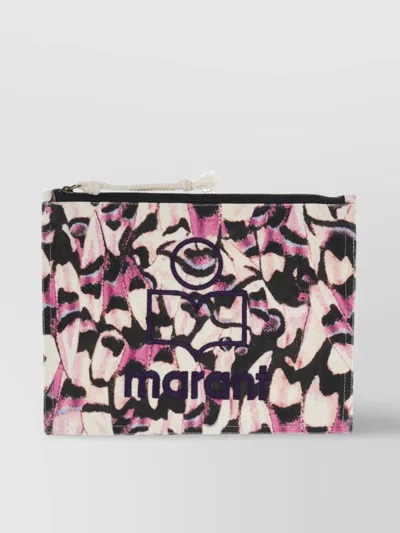 Isabel Marant Abstract Pattern Cotton Canvas Clutch Bag