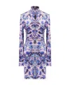 Isabel Marant Cutout Ruched Floral Print Stretch-velvet Mini Dress In Purple