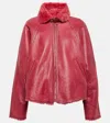 Isabel Marant Acassy Shearling-trimmed Leather Jacket In Pink