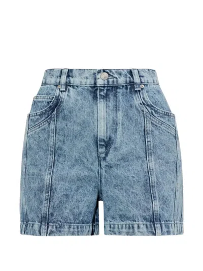 Isabel Marant Acid-wash Denim Shorts In Blue