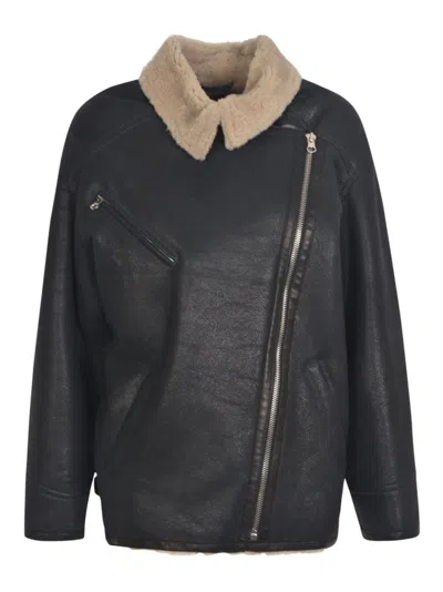 Isabel Marant Adelina Leather Biker Jacket In Black