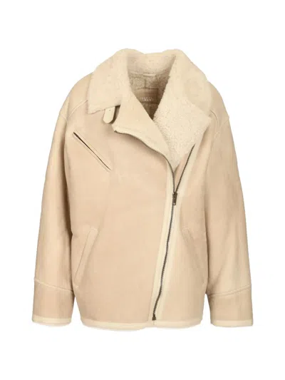 Isabel Marant Adelina Shearling Jacket In Neutral
