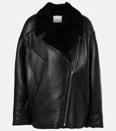 ISABEL MARANT ADELINA SHEARLING-LINED LEATHER COAT