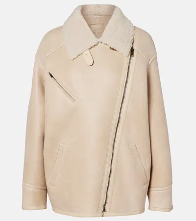 Isabel Marant Adelina Shearling-trimmed Leather Jacket In Brown