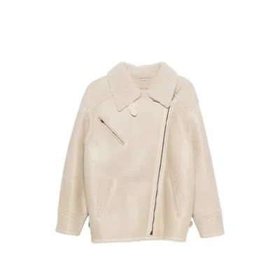 Isabel Marant Adelina Shearling Zip Jacket In Neutrals