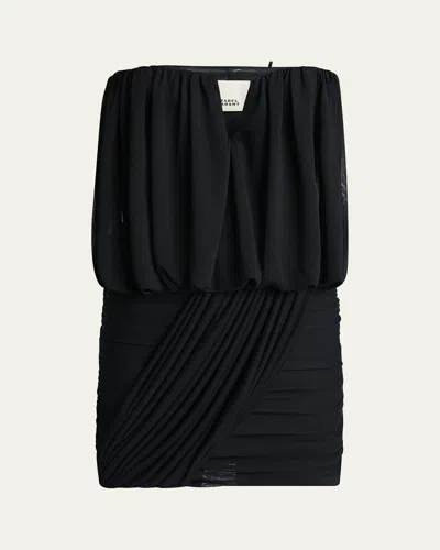 Isabel Marant Adelita Draped Strapless Mini Dress In Black