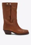 Isabel Marant Ademe 40 Leather Biker Boots In Brown
