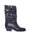 Isabel Marant 'ademe' Black Biker Boots With Buttons In Black