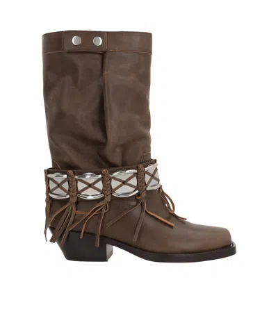 Isabel Marant Ademe Fringed Ankle Boots In Brown
