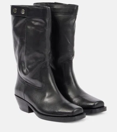 Isabel Marant Ademe Leather Cowboy Boots In Black