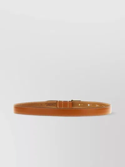 Isabel Marant Adjustable Gold-tone Buckle Belt With Stitched Detailing In Brown