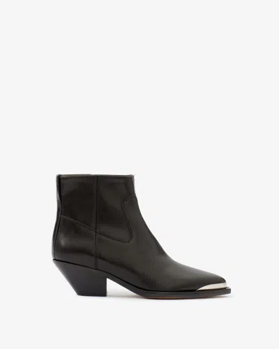 Isabel Marant Adnae Embellished Leather Ankle Boots In Black