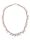 Isabel Marant Beaded Brass Necklace Stud Detailing In Rio Red/silver