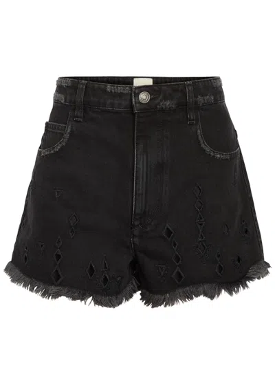 Isabel Marant Aecia Cut-out Denim Shorts In Black