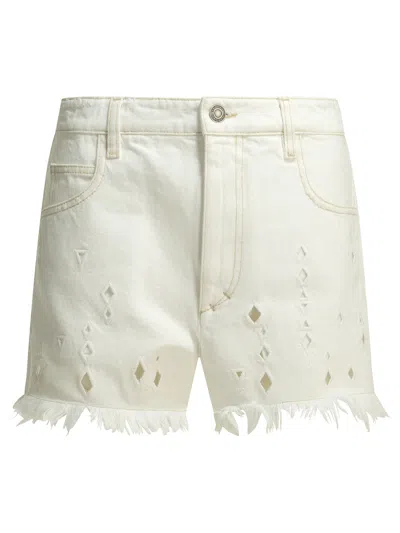 Isabel Marant Aecia White Cotton Five-pocket Shorts In Neutral
