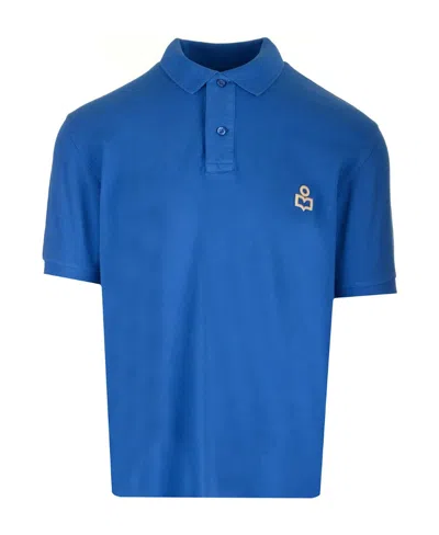 Isabel Marant Afko Logo Embroidered Polo Shirt In Blue