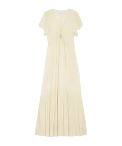 Isabel Marant Agathe Tiered Gathered Silk-crepon Maxi Dress In Neutrals